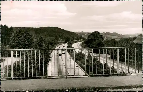 Ansichtskarte Lohmar Blick a. d. Autobahn, Autobahn-Brücke 1962