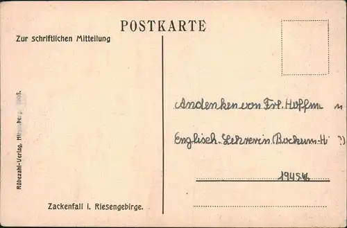 Hirschberg (Schlesien) Jelenia Góra Zackenfall Riesengebirge Künstlerkarte 1920