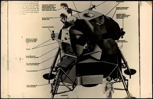 Ansichtskarte  Flugwesen - Raumfahrt Mondlandefähre mit Beschreibung 1969