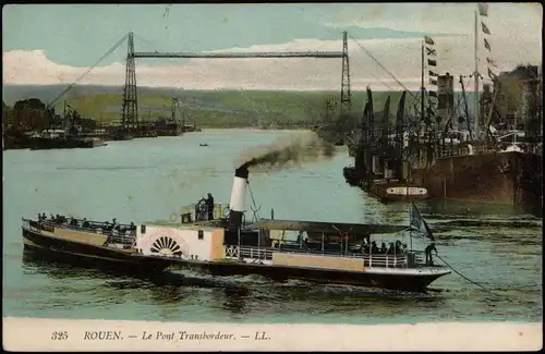 CPA Rouen Le Pont Transbordeur. Schiffe Dampfer Steamer 1913