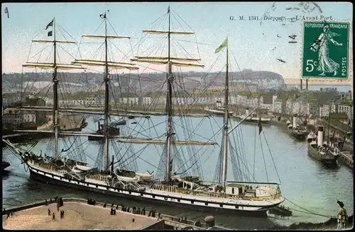 CPA Dieppe L'Avant-Port - Segelschiff 1914