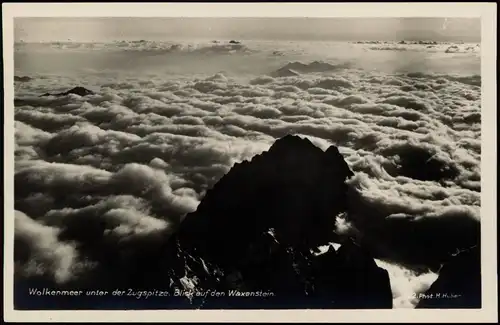 Grainau Wolkenmeer unter der Zugspitze. Waxenstein Stimmungsbild 1928