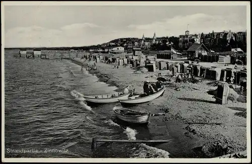 Ansichtskarte Zinnowitz Strandleben, Seebrücke - Villa 1933