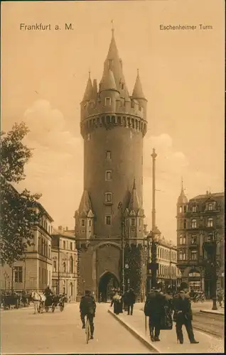 Innenstadt-Frankfurt am Main Eschenheimer Turm, Fahrradfahrer, Kutsche 1912