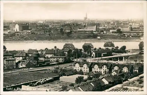 Ansichtskarte Kehl (Rhein) Panorama-Ansicht Blick nach Straßburg 1939