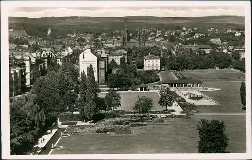 Wiesbaden Panorama-Ansicht mit Reisinger-Brunnen- und Herbert-Anlage 1940