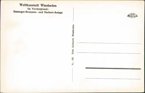 Wiesbaden Panorama-Ansicht mit Reisinger-Brunnen- und Herbert-Anlage 1940