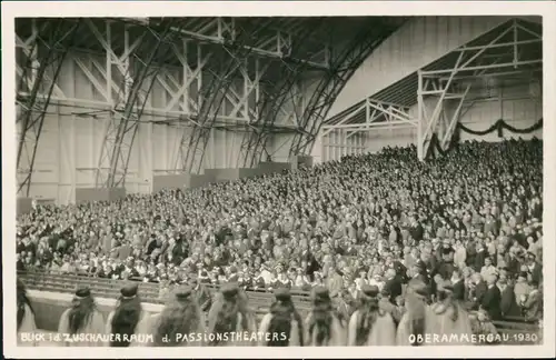 Ansichtskarte Oberammergau BLICK id. ZUSCHAUER RAUM d. PASSIONSTHEATERS 1930