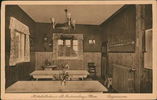 Ansichtskarte Sankt Andreasberg-Braunlage Mittelelbehaus - Tagesraum 1928