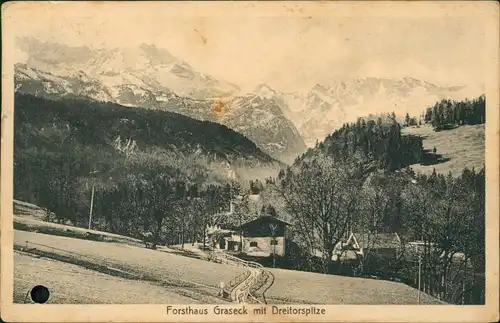 Ansichtskarte Garmisch-Partenkirchen Forsthaus Graseck mit Dreitorspitze 1926