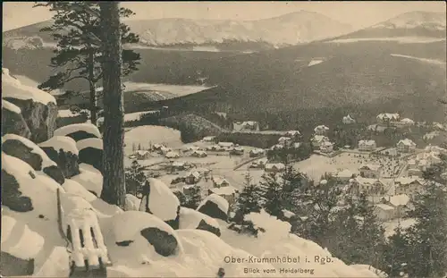 Krummhübel Karpacz Blick auf die Stadt im Winter Riesengebirge 1919