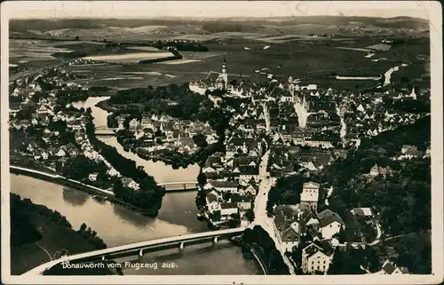Ansichtskarte Donauwörth Luftbild, Flugzeugaufnahme 1937
