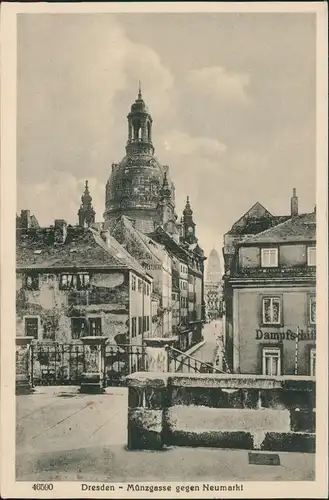 Innere Altstadt-Dresden Münzgasse, Frauenkirche und Rathaus 1922