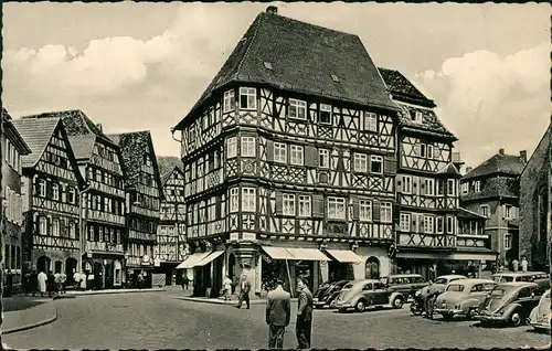 Ansichtskarte Mosbach (Baden) Marktplatz VW Käfer Palm'sches Haus 1962
