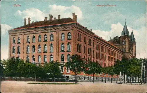 Ansichtskarte Celle Kaserne 1916  gel. Feldpoststempel