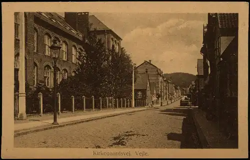 Postcard Vejle Kirkegaardsvej. Straßenpartioe 1922