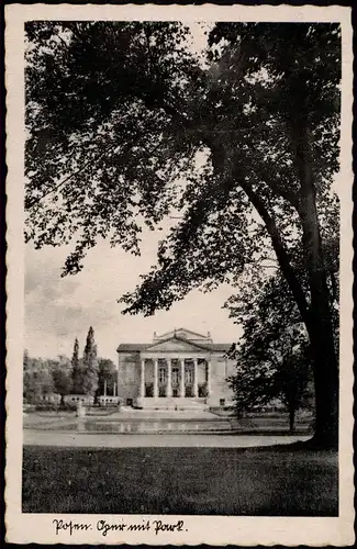 Postcard Posen Poznań Theater mit Park 1942  gel. Stempel