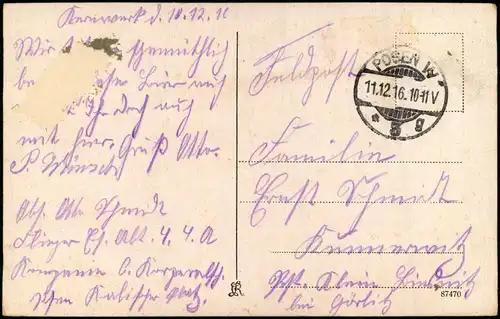 Postcard Posen Poznań St. Martinstraße 1916