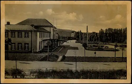 Ansichtskarte Flöha (Sachsen) Partie am Bahnhof 1952