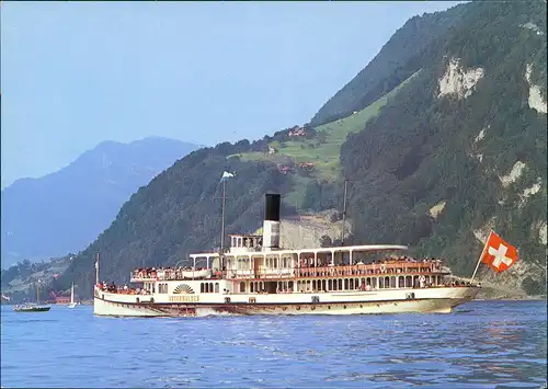 Luzern Lucerna Vierwaldstättersee Schiff UNTERWALDEN Dampfer Fahrgastschiff 1980