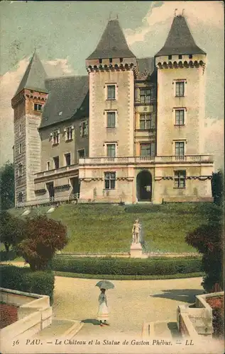 Pau (Pyrénées-Atlantiques) Schloss Chateau et la Statue de Gaston Phebus 1910