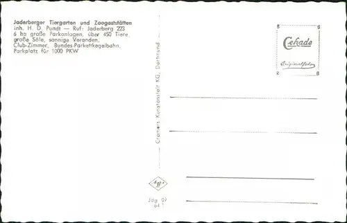 Jaderberg-Jade Mehrbild-AK Tiere Jaderberger Tiergarten und Zoogaststätten 1964