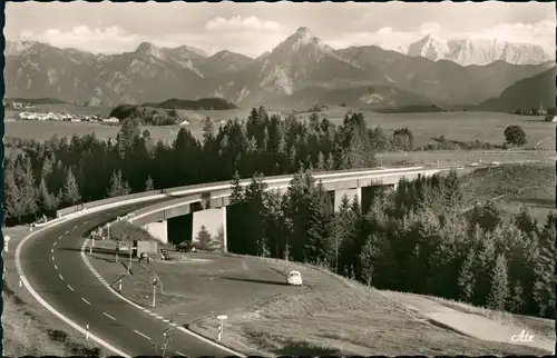 Nesselwang Wertachbrücke Allgäu mit Säuling und Zugspitze 1960