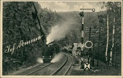 Ansichtskarte  Serie: Ich komme! Dampflokomotive 1938  gel. Stempel Nordhausen