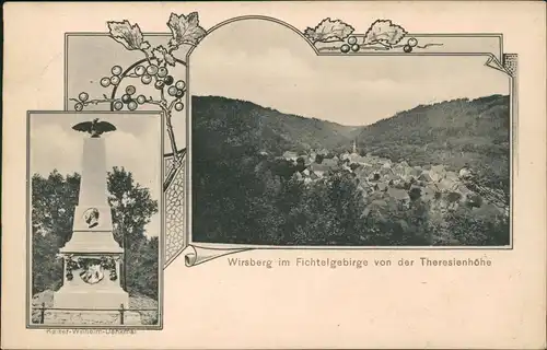 Ansichtskarte Wirsberg (Oberfranken) 2 Bild: Denkmal und Stadt 1919