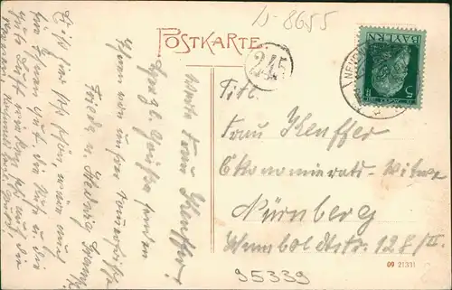 Ansichtskarte Wirsberg (Oberfranken) 2 Bild: Denkmal und Stadt 1919