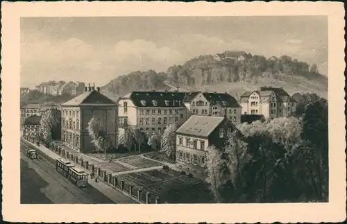 Barmen-Wuppertal Missionshaus Nebengebäuden, Straße Straßenbahn 1928