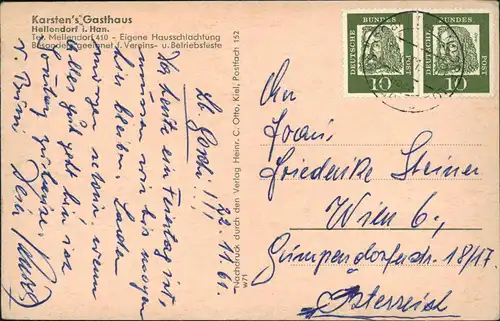 Ansichtskarte Hellendorf-Wedemark KARSTEN' S GASTHAUS 2-Bild-Karte 1961