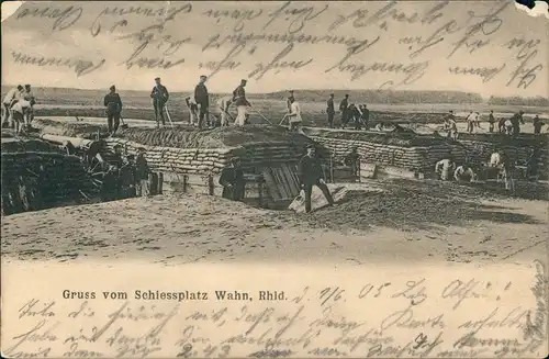 Köln Gruss vom Schiessplatz Wahn im Rheinland, Soldaten Schützengraben 1905
