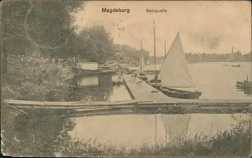 AK Magdeburg Stadtteilansicht Salzquelle 1916   1. Weltkrieg Feldpost