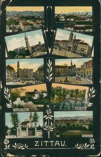 Zittau Mehrbild-AK u.a. mit Krematorium, Kaserne, Johaneum uvm. 1911