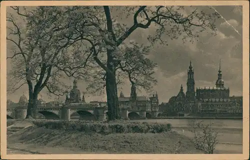 Ansichtskarte Dresden Königsufer Partie an der Elbe 1930