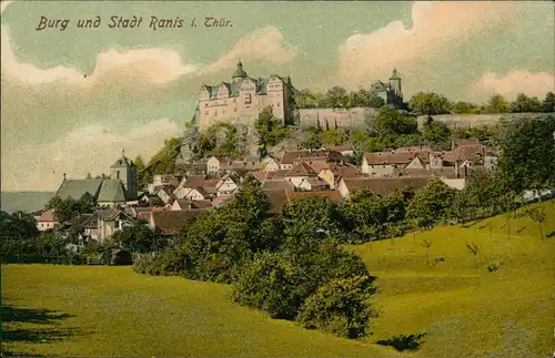 Ansichtskarte Ranis Burg und Stadt Ranis in Thüringen 1909