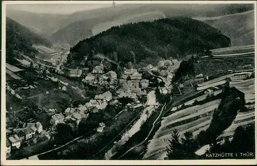 Ansichtskarte Katzhütte (Schwarzatal) Panorama 1935   gel Stempel KATZHÜTTE
