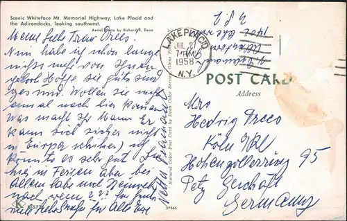 Lake Placid Scenic Whiteface Mt. Memorial Highway, Adirondacks 1958