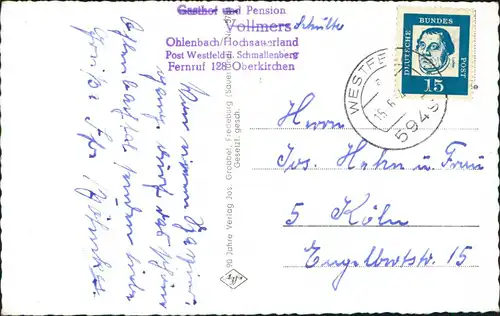 Altastenberg-Winterberg Straße Altastenberg Ohlenbachtal (Hochsauerland) 1964