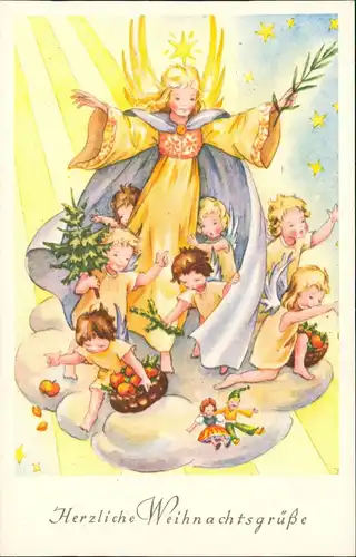 Weihnachten Christmas Herzliche Weihnachtsgrüße Engel-Reigen 1950