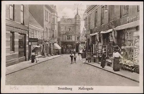 Postcard Schwenburg Svendborg Møllergade - Geschäfte 1922