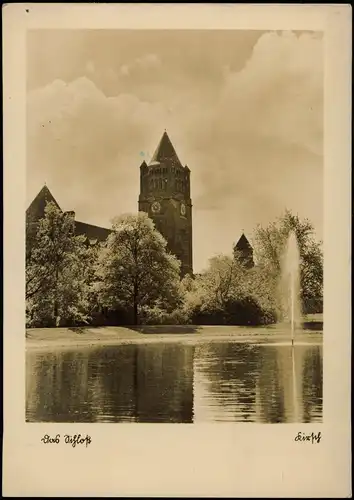 Postcard Posen Poznań Schloß vom Park Fontaine 1942