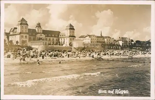 Ansichtskarte Binz (Rügen) Strandpromenade, Strand, Villen 1931