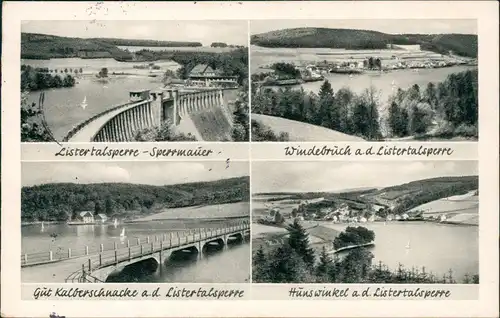 Attendorn Umland Windebruch, Listertalsperre, Hunswinkel (Mehrbild-AK) 1953