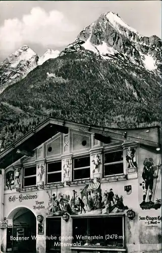 Ansichtskarte Mittenwald Bozener Weinstube Cafe-Konditorei 1960