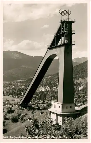Ansichtskarte Garmisch-Partenkirchen Anlaufturm zur gr. Olympiaschanze 1956