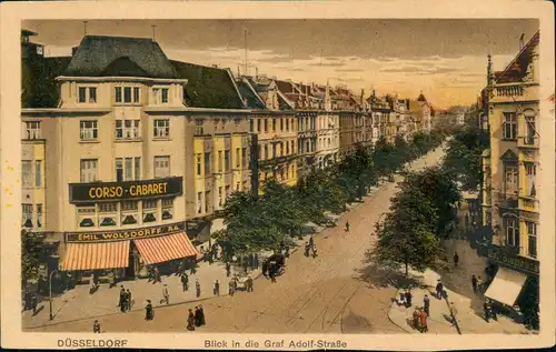 Düsseldorf Blick in die Graf Adolf-Straße mit Corso-Cabaret 1923