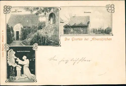 Alverskirchen Mehrbild-AK mit Lourdes-Grotte und Einsiedelei 1904