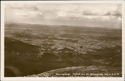 Krummhübel Karpacz Riesengebirge Talblick von der Schneekoppe 1930